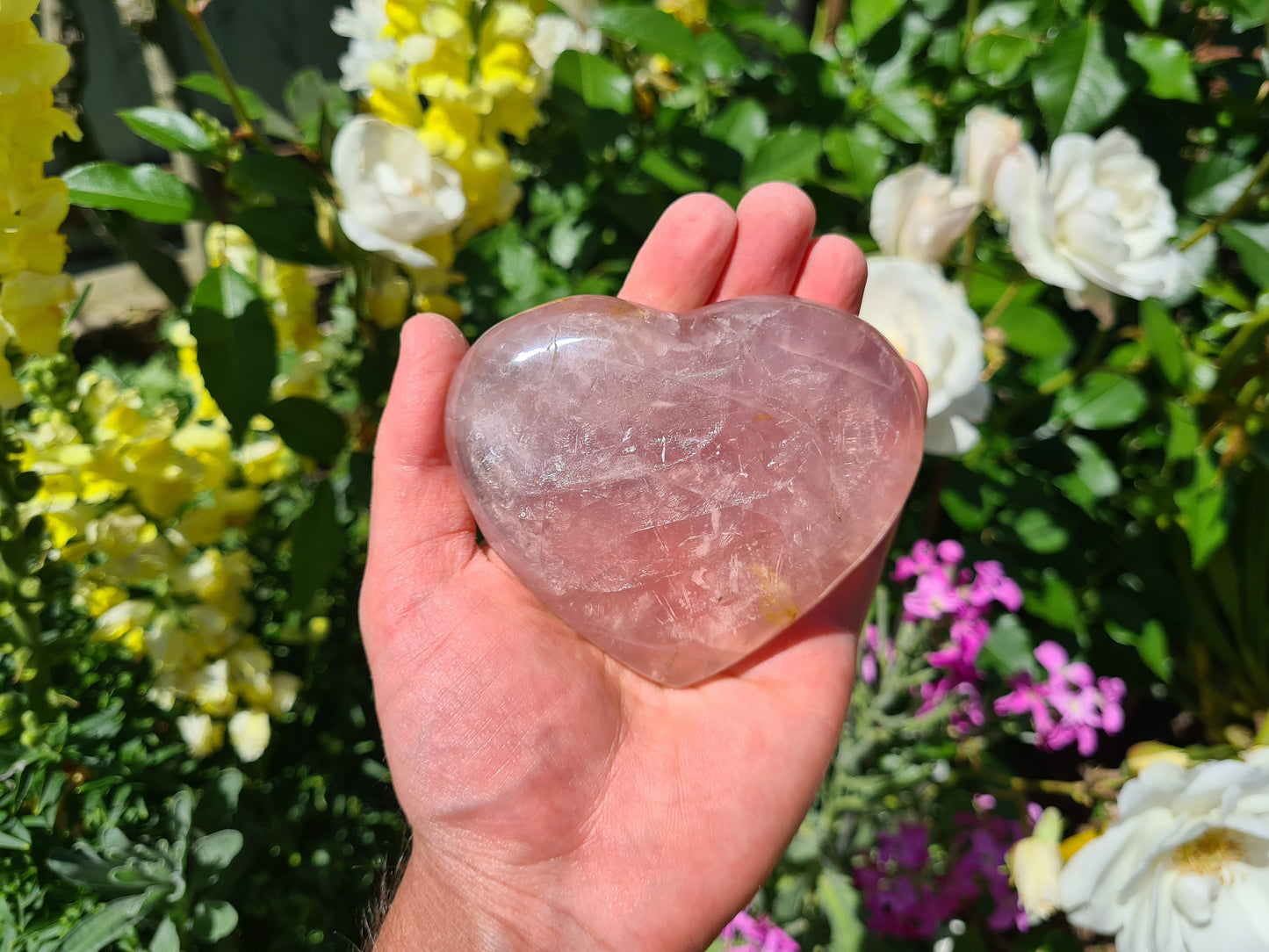 RQH53 - 1 Polished Rose Quartz Crystal Heart