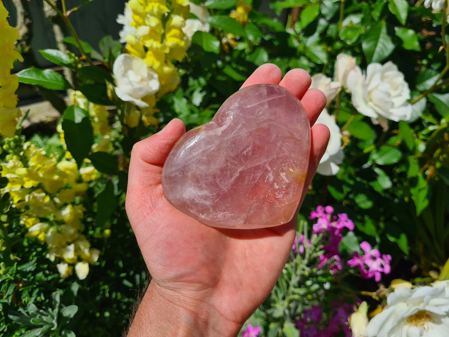 RQH53 - 1 Polished Rose Quartz Crystal Heart