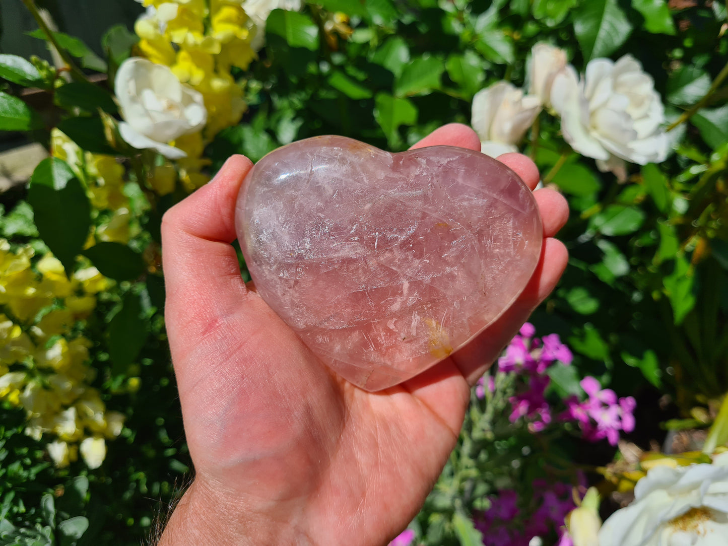 RQH53 - 1 Polished Rose Quartz Crystal Heart