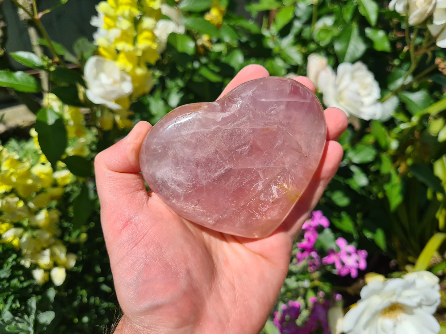 RQH53 - 1 Polished Rose Quartz Crystal Heart